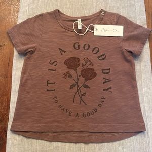 Adorable, Rylee + Cru, short sleeve t-shirt, 6-12m, mocha, “ It’s A Good Day”!